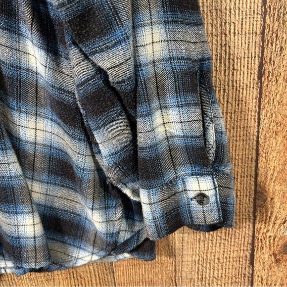 BDG Urban Outfitters Oversized Plaid Flannel Shirt Blue Womens Medium Grunge - Picture 4 of 6